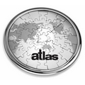 Stainless Steel, Magnetic Coaster Puzzle w/World Map Design